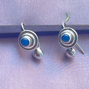 Sterling Silver Blue Chalcedony Stone Drop Earrings